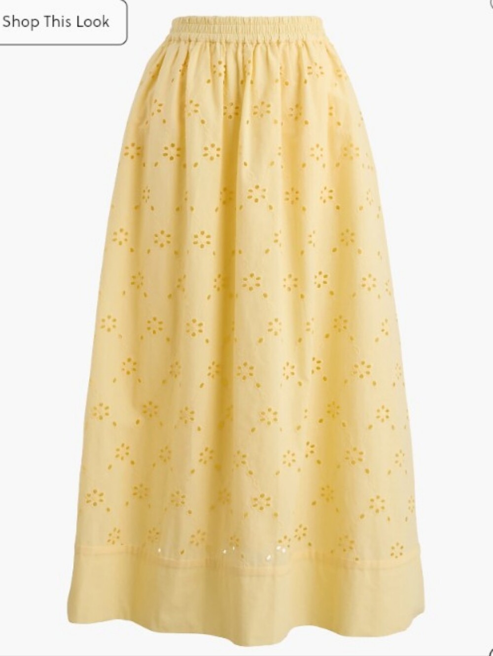 J. Crew Eyelet Midi Skirt